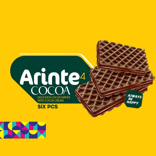 علامت تجاری 4 COCOA DELICIOUS COCOA WAFER WITH COCOA CREAM SIX PCS ALWAYS BE HAPPY متعلق به شرکت آذر نان نظری