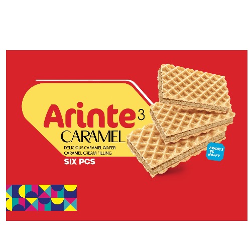 علامت تجاری 3 CARAMEL DELICIOUS CARAMEL WAFER CARAMEL CREAM FILLING  SIX PCS ALWAYS BE HAPPY متعلق به شرکت آذر نان نظری